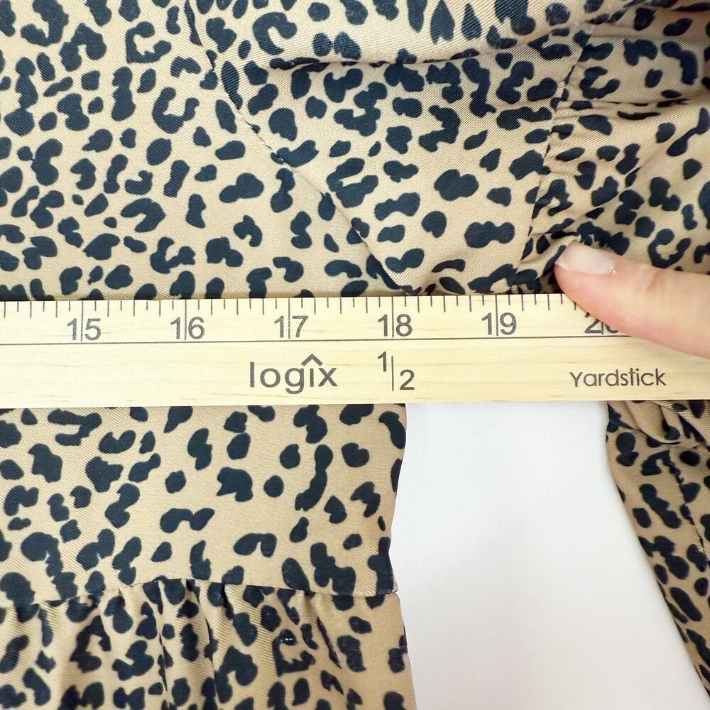 Tuckernuck Edith Leopard Tiered Top V-Neck 3/4 Sleeves Tan & Black Women's Small - Picture 10 of 12